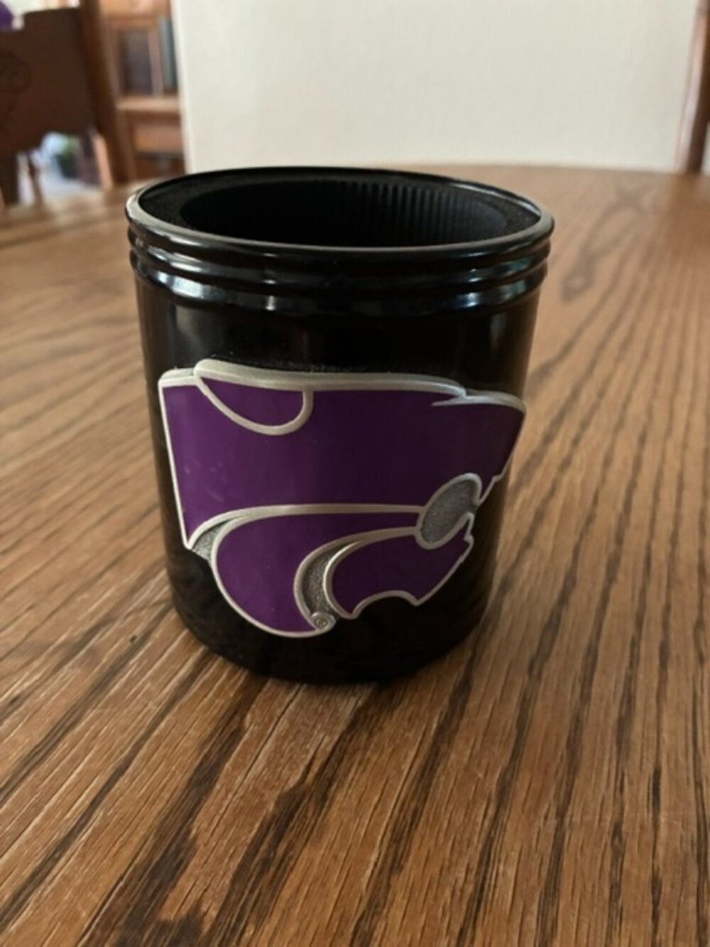 Kansas State hard black coozie, like new